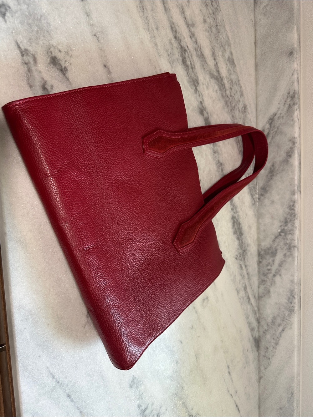 Alberta Di Canio Red Leather Pebbled Tote